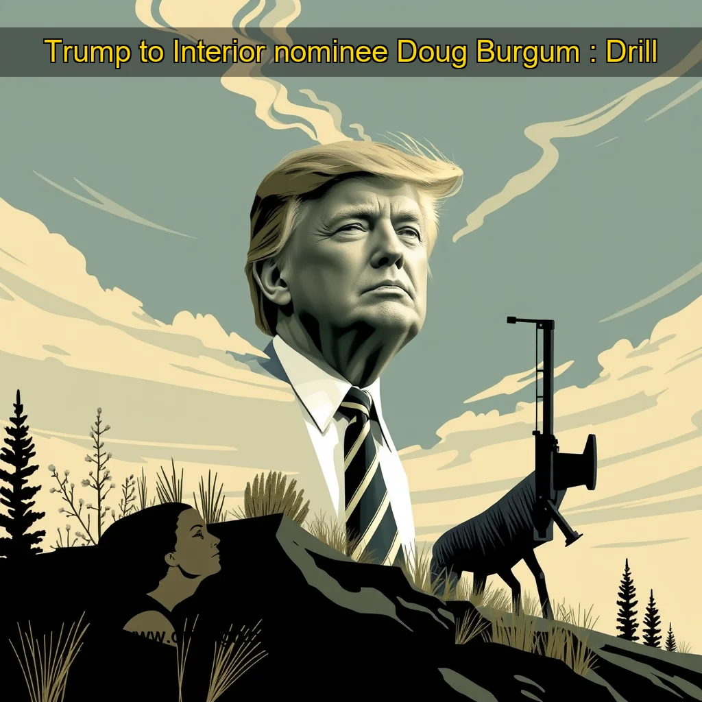 Artistic representation for Trump to Interior nominee Doug Burgum : Drill