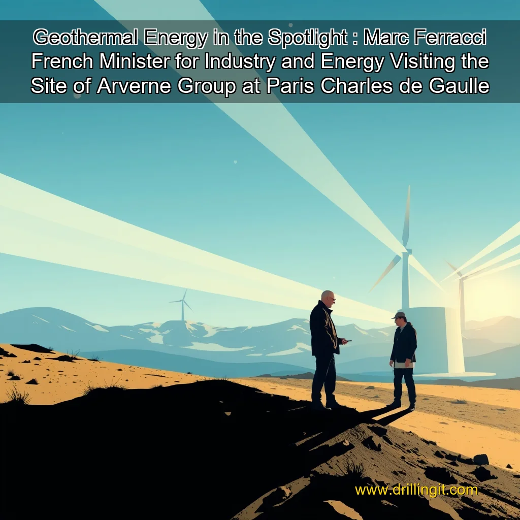 Artistic representation for Geothermal Energy in the Spotlight : Marc Ferracci French Minister for Industry and Energy Visiting the Site of Arverne Group at Paris Charles de Gaulle