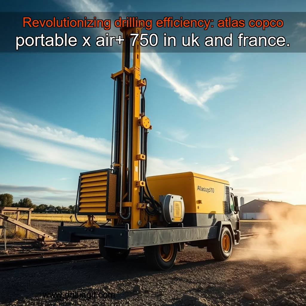 Artistic representation for Revolutionizing drilling efficiency: atlas copco portable x air+ 750 in uk and france.