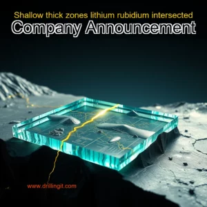Artistic representation for Shallow thick zones lithium rubidium intersected Company Announcement